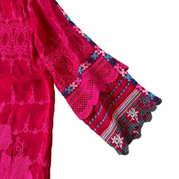 Johnny Was Mayu Wild Cherry Red Tunic Blouse - Picture 7 of 10